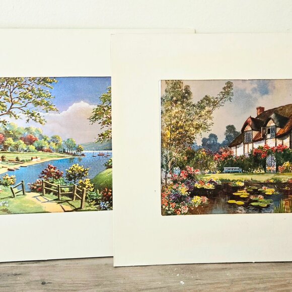 3 For 75 🥳💥 Vintage 1970s Foil Prints - Cottages & Scenery - Set of 2 - Picture 2 of 12